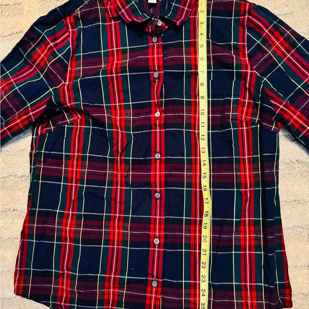 J. Crew Women’s Red and Navy Plaid Shirt - Picture 5 of 8